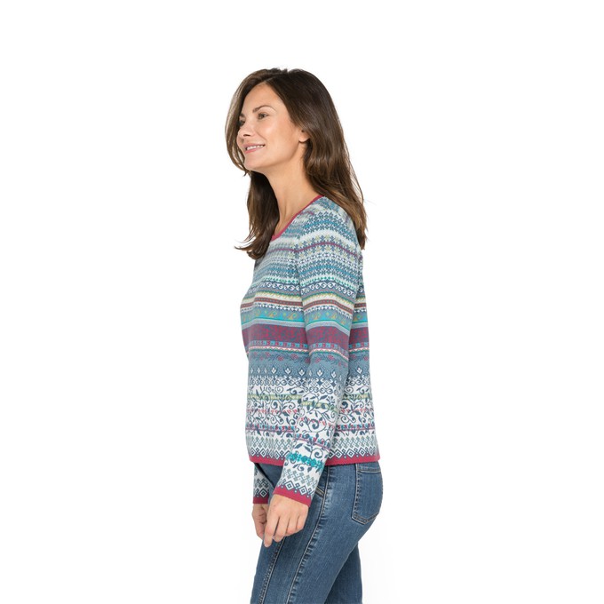 Jacquard-Pullover im Mustermix aus Bio-Baumwolle, blau-gemustert from Waschbär