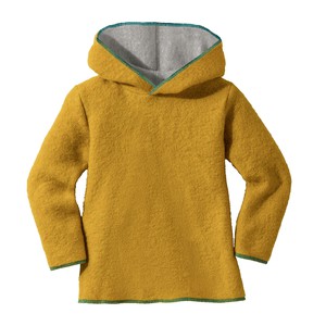 Walkpullover mit Kapuze aus Bio-Schurwolle mit Bio-Baumwolle, safran from Waschbär