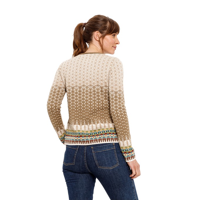 Jacquard-Pullover aus Bio-Merinowolle mit Bio-Baumwolle, beige-gemustert from Waschbär