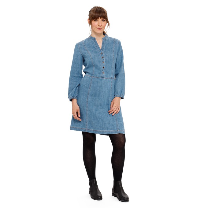 Jeanskleid aus Hanf und Bio-Baumwolle, taubenblau from Waschbär