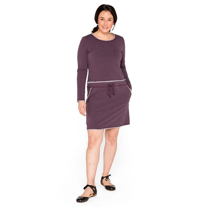 Sweatkleid, Langarm aus Bio-Baumwolle, plum melange from Waschbär