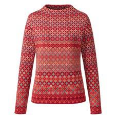Jacquard-Pullover aus reiner Bio-Baumwolle, rot-gemustert via Waschbär