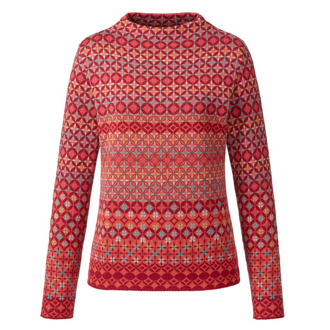 Jacquard-Pullover aus reiner Bio-Baumwolle, rot gemustert from Waschbär