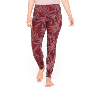 Yoga-Leggings mit Blätterprint aus Bio-Baumwolle mit Elastan, granat gemustert from Waschbär