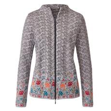 Jacquard-Strickjacke aus Bio-Merinowolle mit Bio-Baumwolle, grau gemustert via Waschbär