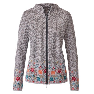 Jacquard-Strickjacke aus Bio-Merinowolle mit Bio-Baumwolle, grau gemustert from Waschbär