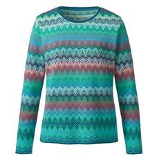 Jacquard-Pullover aus reiner Bio-Baumwolle, blau-gemustert via Waschbär