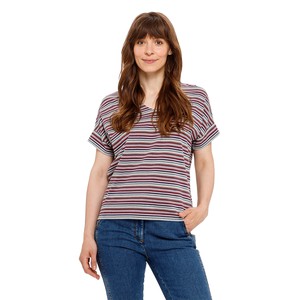 Ringelshirt mit V-Ausschnitt aus reiner Bio-Baumwolle, naturweiß-geringelt from Waschbär