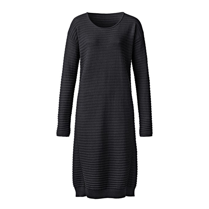 Ripp-Strickkleid mit Bio-Merinowolle und Bio-Baumwolle, schwarz from Waschbär