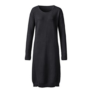 Ripp-Strickkleid mit Bio-Merinowolle und Bio-Baumwolle, schwarz from Waschbär