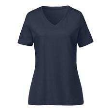 T-Shirt mit V-Ausschnitt aus reiner Bio-Baumwolle, marine via Waschbär