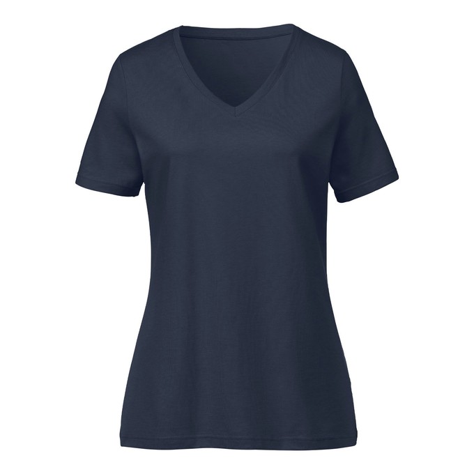 T-Shirt mit V-Ausschnitt aus reiner Bio-Baumwolle, marine from Waschbär