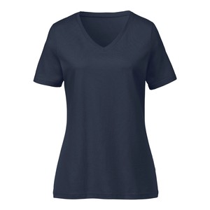 T-Shirt mit V-Ausschnitt aus reiner Bio-Baumwolle, marine from Waschbär