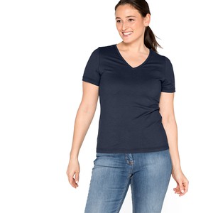 T-Shirt mit V-Ausschnitt aus reiner Bio-Baumwolle, marine from Waschbär