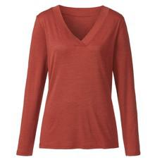 Langarmshirt aus Bio-Wolle und Bio-Seide, papaya from Waschbär