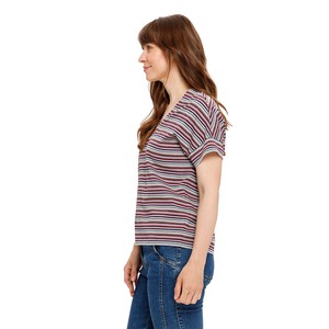 Ringelshirt mit V-Ausschnitt aus reiner Bio-Baumwolle, naturweiß-geringelt from Waschbär