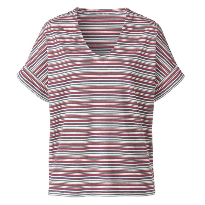 Ringelshirt mit V-Ausschnitt aus reiner Bio-Baumwolle, naturweiß-geringelt from Waschbär