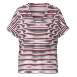 Ringelshirt mit V-Ausschnitt aus reiner Bio-Baumwolle, naturweiß-geringelt from Waschbär