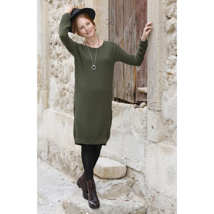 Ripp-Strickkleid mit Bio-Merinowolle und Bio-Baumwolle, schwarz from Waschbär