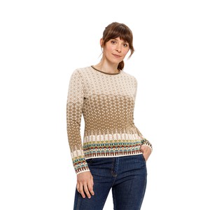 Jacquard-Pullover aus Bio-Merinowolle mit Bio-Baumwolle, beige-gemustert from Waschbär