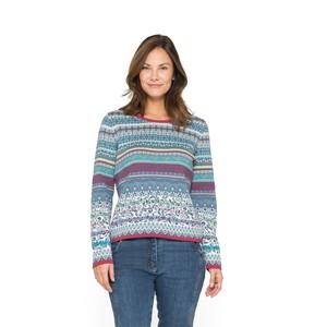 Jacquard-Pullover im Mustermix aus Bio-Baumwolle, blau gemustert from Waschbär