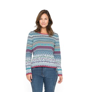 Jacquard-Pullover im Mustermix aus Bio-Baumwolle, blau-gemustert from Waschbär