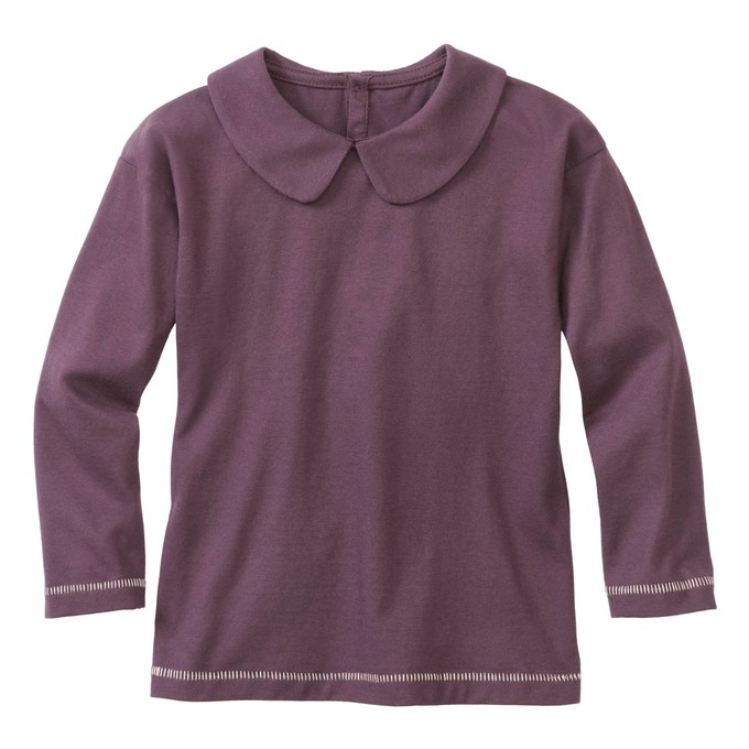 Langarmshirt mit Bubikragen aus reiner Bio-Baumwolle, plum from Waschbär