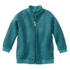 Walkjacke mit Raglanärmeln aus Bio-Schurwolle, petrol from Waschbär