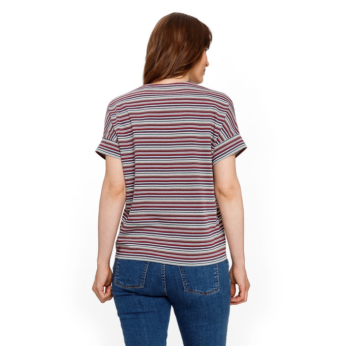 Ringelshirt mit V-Ausschnitt aus reiner Bio-Baumwolle, naturweiß-geringelt from Waschbär