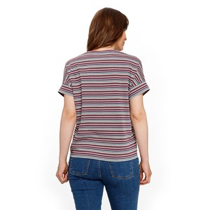 Ringelshirt mit V-Ausschnitt aus reiner Bio-Baumwolle, naturweiß-geringelt from Waschbär
