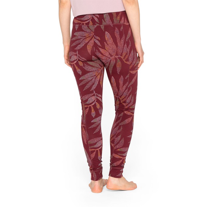 Yoga-Leggings mit Blätterprint aus Bio-Baumwolle mit Elastan, granat gemustert from Waschbär