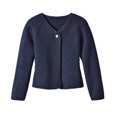 Walkjacke aus Bio-Wolle mit Bio-Baumwolle, marine via Waschbär
