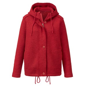 Walkjacke mit Kapuze aus reiner Bio-Schurwolle, granatapfel from Waschbär