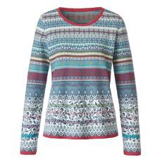 Jacquard-Pullover im Mustermix aus Bio-Baumwolle, blau-gemustert via Waschbär