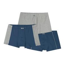 3er Pack Boxershorts aus reiner Bio-Baumwolle, blau/grau via Waschbär