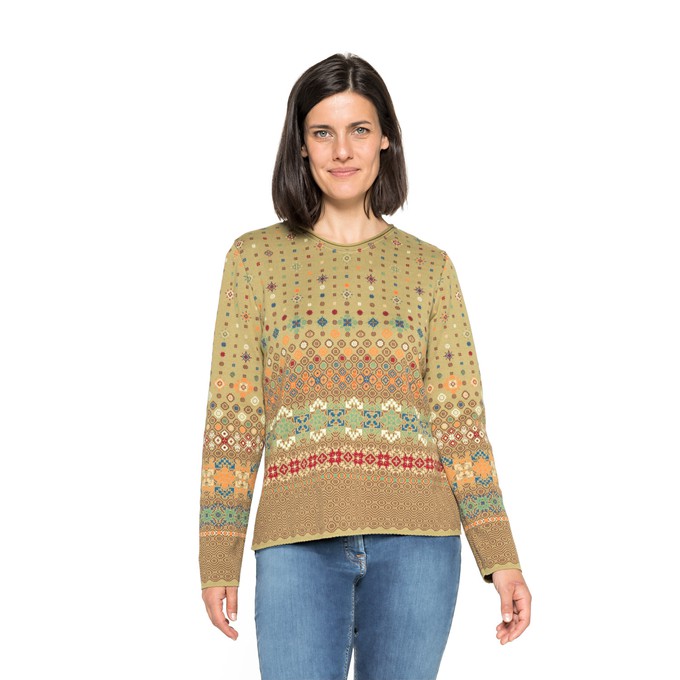 Jacquard-Pullover aus reiner Bio-Baumwolle, safran-gemustert from Waschbär