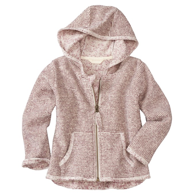 Frottee-Kapuzenjacke aus reiner Bio-Baumwolle, plum-geringelt from Waschbär