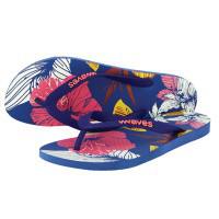 Natural Rubber Flip Flop – Floral Navy Print via Waves Flip Flops