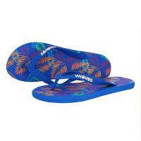 Natural Rubber Flip Flop – Royal Blue with Palm Print via Waves Flip Flops