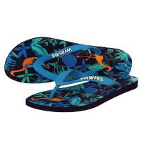 Natural Rubber Flip Flop – Tropical Print Black & Turquoise via Waves Flip Flops