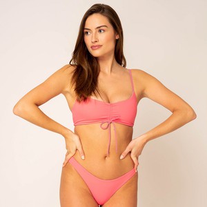 Drawstring Bikini Top - wendebar pink / lila from Woodlike Ocean