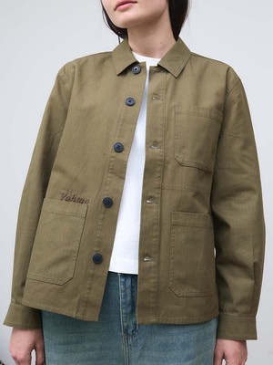 Otti Bestickte Workwear Jacke oliv from Yahmo