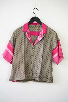 Upcycled Silk Bowling Shirt - L via Yahmo