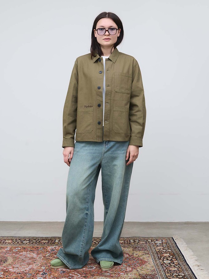 Otti Bestickte Workwear Jacke oliv from Yahmo