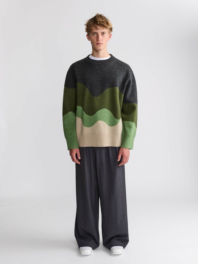 Rudi Oversized Strickpullover Green Wave from Yahmo
