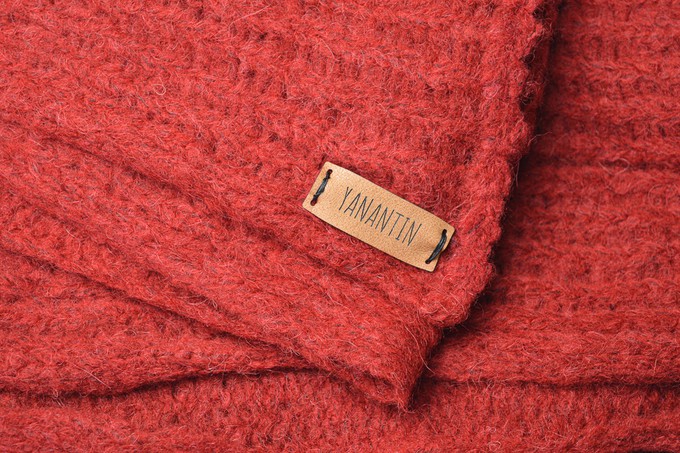 Extra Large Scarf | Royal Red | Baby Alpaca & Merino Wool Blend | Loosely Knitted from Yanantin Alpaca