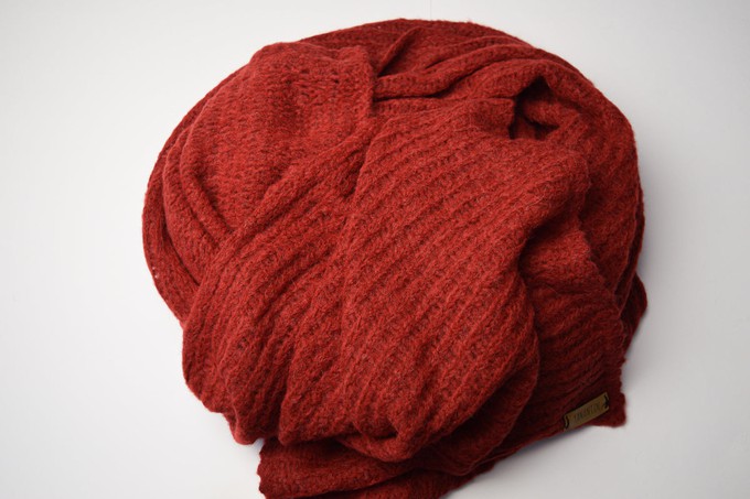 Extra Large Scarf | Royal Red | Baby Alpaca & Merino Wool Blend | Loosely Knitted from Yanantin Alpaca