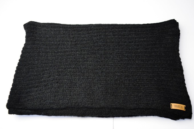 Extra Large Scarf | Midnight Black | Baby Alpaca & Merino Wool Blend | Loosely Knitted from Yanantin Alpaca