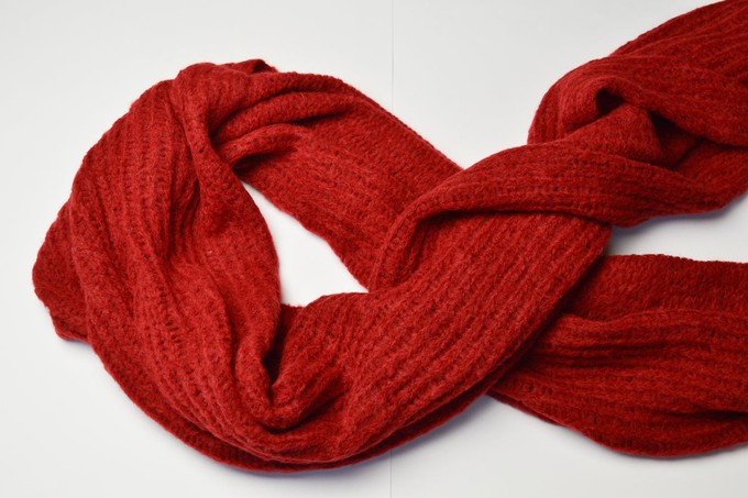 Extra Large Scarf | Royal Red | Baby Alpaca & Merino Wool Blend | Loosely Knitted from Yanantin Alpaca