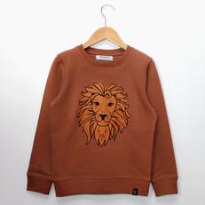 Kids sweater ‘Oeh Lion’ – Camel via zebrasaurus